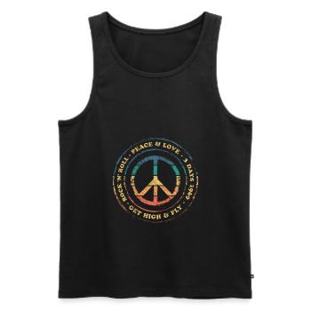 Peace Love Rock N Roll Vintage Retro - Men's Premium Organic Tank Top - black - Front - Michal (187cm)