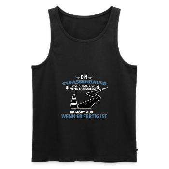 Strassenbauer Shirt • Bauarbeiter • Bauen Geschenk - Männer Premium Bio Tank Top - Schwarz - Vorne - Michal (187cm)