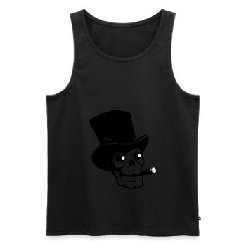 Crâne avec chapeau et cigare - Débardeur bio Premium Homme - noir - Devant - Michal (187cm)