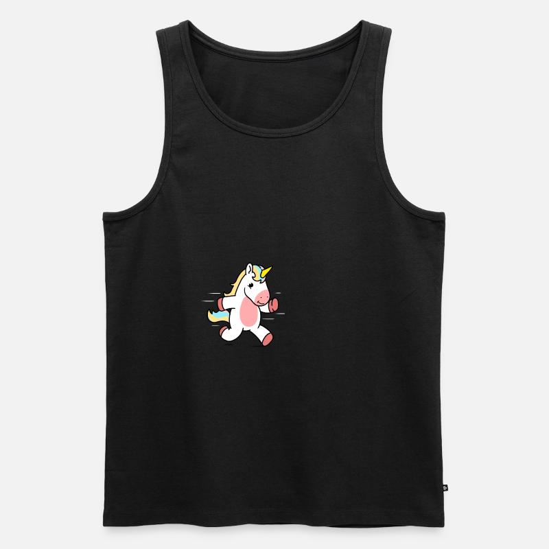rennendes Einhorn - Männer Premium Bio Tank Top - Schwarz