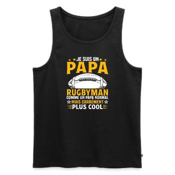 Je suis un papa rugbyman - Débardeur bio Premium Homme - noir - Devant - Michal (187cm)