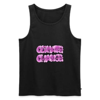 Climate Change, Climate Change, Climate Change - Men's Premium Organic Tank Top - black - Front - AI Model Male 178 light (178cm)