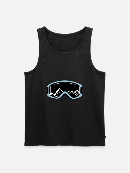Gogle narciarskie i góry - Ekologiczny tank top męski Premium - czarny