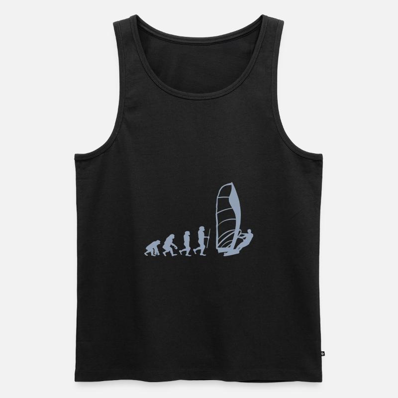 Evolution of Windsurfing - Männer Premium Bio Tank Top - Schwarz
