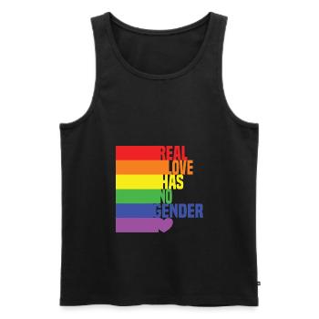 Real Love Has No Gender LGBTQ Regenbogen Herz - Männer Premium Bio Tank Top - Schwarz - Vorne - AI Model Male 178 light (178cm)