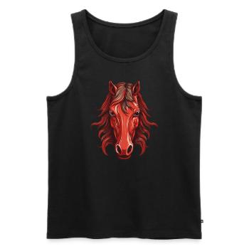 Rotes Pferd - Pferdekopf Design - Männer Premium Bio Tank Top - Schwarz - Vorne - AI Model Male 178 light (178cm)