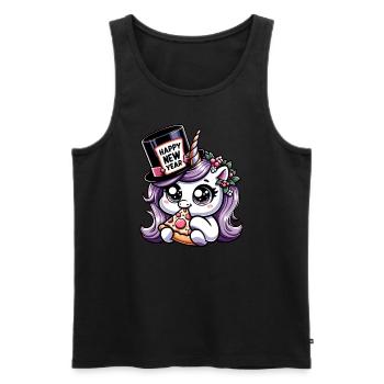 New Year Sylvester Unicorn Cute Comic Happy New Year - Men's Premium Organic Tank Top - black - Front - AI Model Male 178 light (178cm)