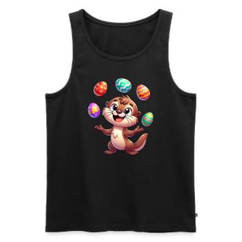 Loutre de Pâques jonglant avec les œufs de Pâques, - Débardeur bio Premium Homme - noir - Devant - AI Model Male 178 light (178cm)