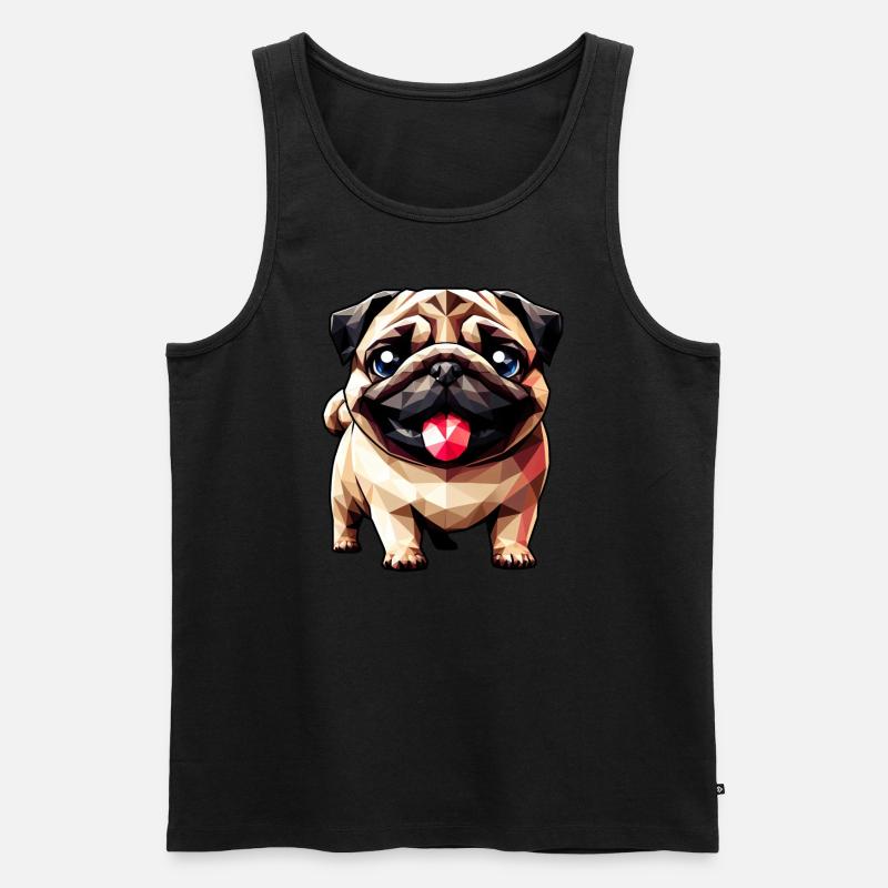 Geometrischer Mops: Polygon-Kunstwerk - Männer Premium Bio Tank Top - Schwarz