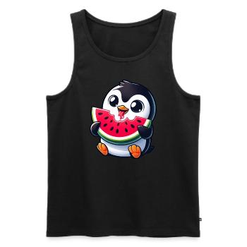 Penguin with Watermelon Cartoon - Men's Premium Organic Tank Top - black - Front - Michal (187cm)