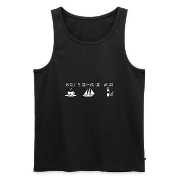 Horaire quotidien de navigation - Débardeur bio Premium Homme - noir - Devant - Michal (187cm)