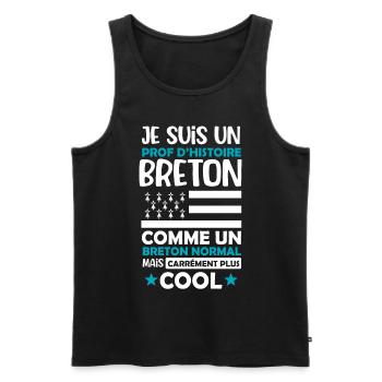 Prof d'histoire breton cadeau drôle bretagne - Débardeur bio Premium Homme - noir - Devant - AI Model Male 178 light (178cm)