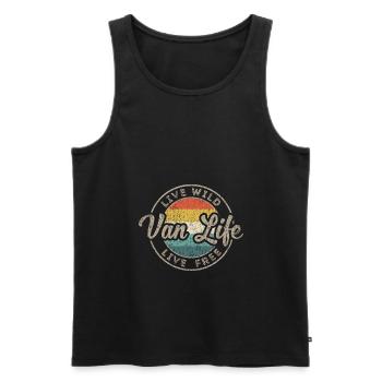 Van Life Vintage Retro Bus Transporter Road Trip - Men's Premium Organic Tank Top - black - Front - Michal (187cm)