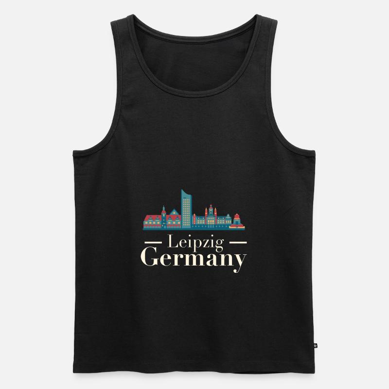 Leipzig Skyline - Männer Premium Bio Tank Top - Schwarz