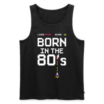 43rd Birthday Born in the 80's Gamer Arcade - Men's Premium Organic Tank Top - black - Front - AI Model Male 178 light (178cm)