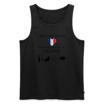 Frankreich lustig Geschenkidee France Therapie - Männer Premium Bio Tank Top - Schwarz - Vorne - Michal (187cm)