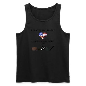 USA lustig Geschenkidee Therapie Amerika - Männer Premium Bio Tank Top - Schwarz - Vorne - AI Model Male 178 light (178cm)