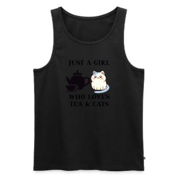 Tee Katze lustig Geschenkidee süß niedlich - Männer Premium Bio Tank Top - Schwarz - Vorne - AI Model Male 178 light (178cm)