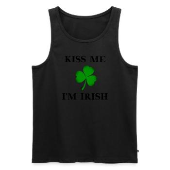 Idée cadeau de la Saint-Patrick Embrasse-moi Je suis irlandais - Débardeur bio Premium Homme - noir - Devant - AI Model Male 178 light (178cm)