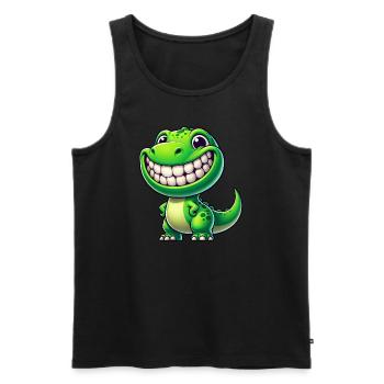 Dinosaure mignon T-Rex Cartoon Friendly - Débardeur bio Premium Homme - noir - Devant - Michal (187cm)