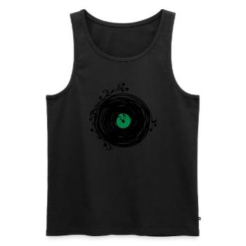 Vinyl record, music note, musique, disque, retro - Débardeur bio Premium Homme - noir - Devant - AI Model Male 178 light (178cm)