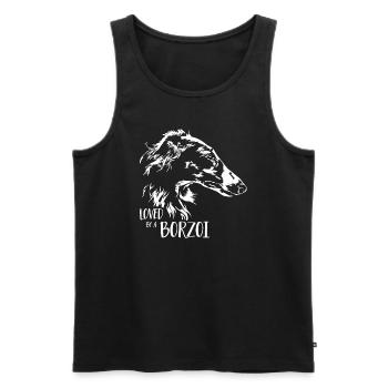 BARSOI loved by a BORZOI dog saying Wilsigns - Men's Premium Organic Tank Top - black - Front - Michal (187cm)