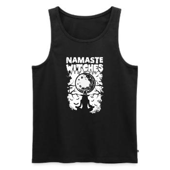 Namaste Witches Meditation Hexe - Männer Premium Bio Tank Top - Schwarz - Vorne - Michal (187cm)