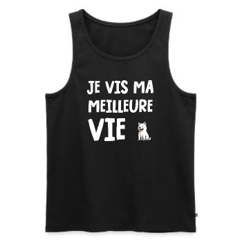 je vis ma meilleure vie - Débardeur bio Premium Homme - noir - Devant - Michal (187cm)