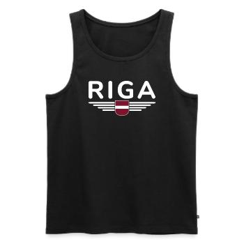 Riga T-Shirt – Capital City Love - Men's Premium Organic Tank Top - black - Front - Michal (187cm)