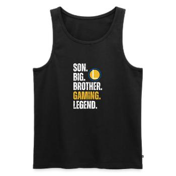 SON BROTHER GAMING LEGEND for gamer textured text - Men's Premium Organic Tank Top - black - Front - Michal (187cm)