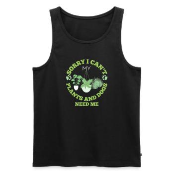 Plants and dogs lover funny gardening green text - Men's Premium Organic Tank Top - black - Front - AI Model Male 178 light (178cm)