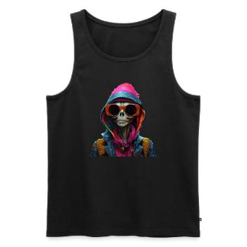 Alien Außerirdischer Burger Hot Dog Fast Food - Männer Premium Bio Tank Top - Schwarz - Vorne - Michal (187cm)