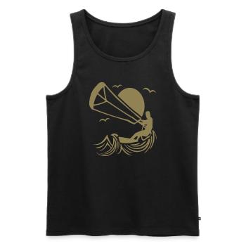 Kitesurfer Silhouette, Kiten Abenteuer Design - Männer Premium Bio Tank Top - Schwarz - Vorne - Michal (187cm)