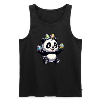 Cute Panda & Funny Easter Eggs - Men's Premium Organic Tank Top - black - Front - Michal (187cm)