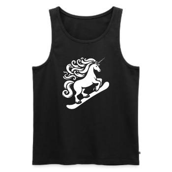 Minimalist Design: Unicorn Snowboarder - Men's Premium Organic Tank Top - black - Front - Michal (187cm)