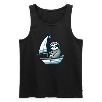 Summer sailing with sloth on dinghy - Men's Premium Organic Tank Top - black - Front - AI Model Male 178 light (178cm)