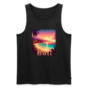 Bali Indonésie Coucher de soleil Plage Orange - Débardeur bio Premium Homme - noir - Devant - AI Model Male 178 light (178cm)