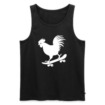 Huhn Hahn Henne Skateboard Skater Silhouette - Männer Premium Bio Tank Top - Schwarz - Vorne - Michal (187cm)