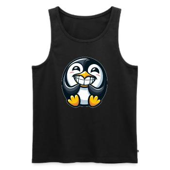 Cute Penguin Teeth Show Cartoon Illustration - Men's Premium Organic Tank Top - black - Front - Michal (187cm)