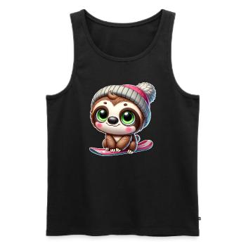 mignon paresseux snowboard dessin animé d’hiver - Débardeur bio Premium Homme - noir - Devant - Michal (187cm)