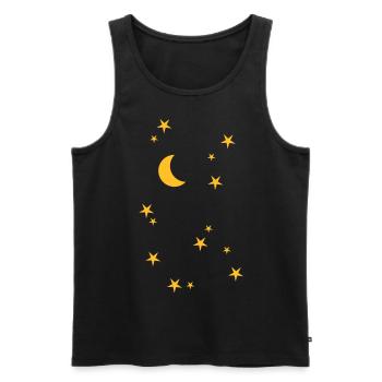Ciel nocturne avec lune et étoiles - Débardeur bio Premium Homme - noir - Devant - Michal (187cm)