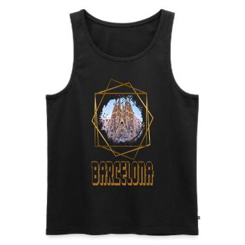 Barcelona Spain City Skyline Home Love Gold - Men's Premium Organic Tank Top - black - Front - Michal (187cm)