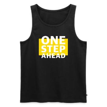One step ahead | Motivation, goal, success - Men's Premium Organic Tank Top - black - Front - AI Model Male 178 light (178cm)