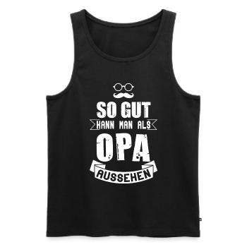 So gut kann man als Opa aussehen! - Männer Premium Bio Tank Top - Schwarz - Vorne - Michal (187cm)