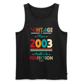 Anniversaire 20 ans - Vintage - Mars 2003 - Débardeur bio Premium Homme - noir - Devant - Michal (187cm)