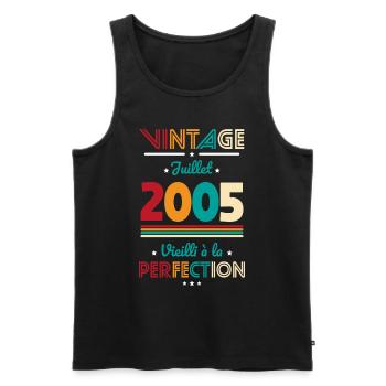 Anniversaire 20 ans - Vintage - Juillet 2005 - Débardeur bio Premium Homme - noir - Devant - Michal (187cm)