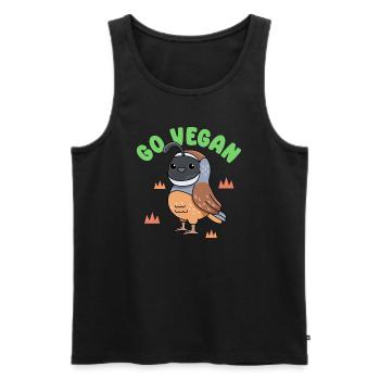 Wachtel-Design für stolze Veganer - Männer Premium Bio Tank Top - Schwarz - Vorne - Michal (187cm)