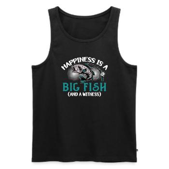 Angler Angeln Geschenkidee Happiness Is A Big Fish - Männer Premium Bio Tank Top - Schwarz - Vorne - Michal (187cm)