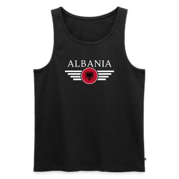 Albania: Culture, Nature, Authenticity - Men's Premium Organic Tank Top - black - Front - AI Model Male 178 light (178cm)