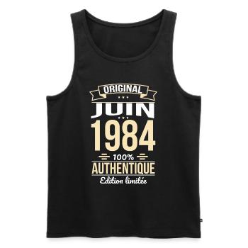 40-jähriges Jubiläum - Original - Juni 1984 - Männer Premium Bio Tank Top - Schwarz - Vorne - Michal (187cm)